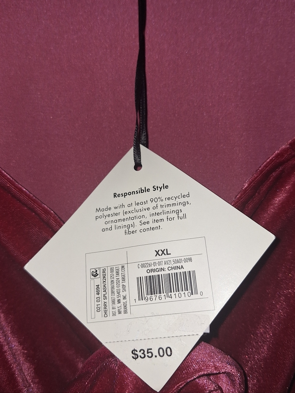 Ava And Viv Cherry Velvet Dress - Picture 3 of 4